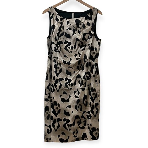 Ann Taylor Sleeveless Leopard Print Sheath Dress Size 12 Beige Black Elegant - Picture 1 of 10